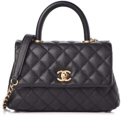 Chanel Coco Handle Mini Negra Acolchada de Caviar con Detalles Dorados Buy Chanel Coco Handle Mini Negra Acolchada de Caviar con Detalles Dorados