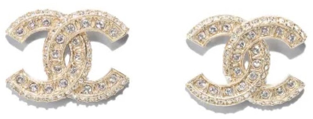Chanel Crystal CC Gold Stud Earrings Gold Buy Chanel Crystal CC Gold Stud Earrings Gold