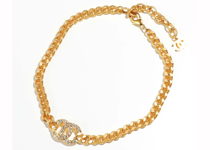 Chanel Crystal CC Logo Necklace Gold (AB8930)