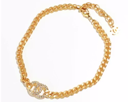 Chanel Crystal CC Logo Necklace Gold (AB8930) Chanel Crystal CC Logo Necklace Gold (AB8930)
