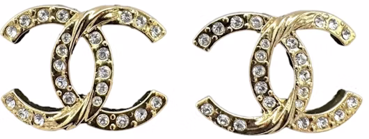 Chanel Crystal CC Logo Stud Earrings ABA157 Gold/Crystal Chanel Crystal CC Logo Stud Earrings ABA157 Gold/Crystal