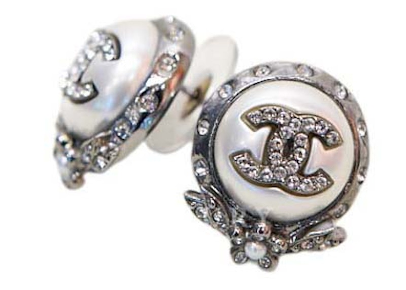Chanel Crystal CC Pearl Earrings Silver (AB6931) 圖 2