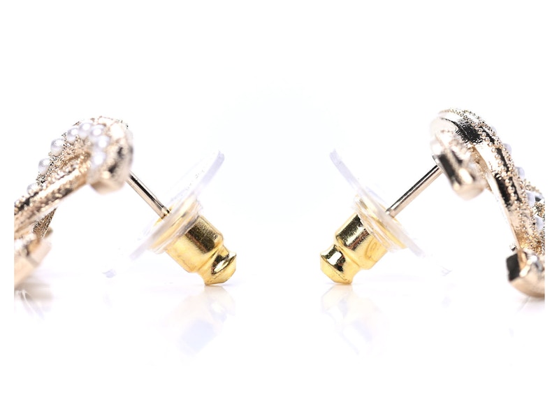 Chanel Crystal Pearl CC Earrings 0.5" Gold 圖 3