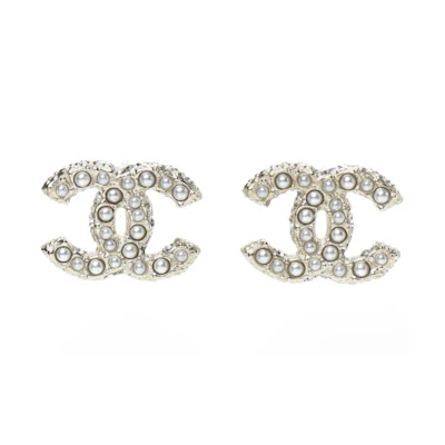 Chanel Crystal Pearl CC Earrings Gold
