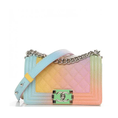 Chanel Cuba Rainbow Flap Boy Quilted Diamond Small Pink/Yellow/Blue/Green