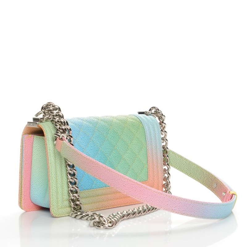 Chanel Cuba Rainbow Flap Boy Quilted Diamond Small Pink/Yellow/Blue/Green 圖 2