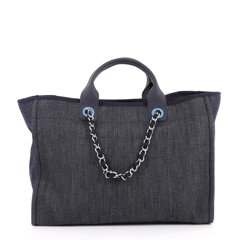 Order 香奈儿Deauville大号深蓝色链条托特包