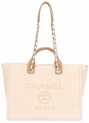 Chanel Deauville Pearl Tote Beige Beg Tangan Mutiara Bej Buy Chanel Deauville Pearl Tote Beige Beg Tangan Mutiara Bej