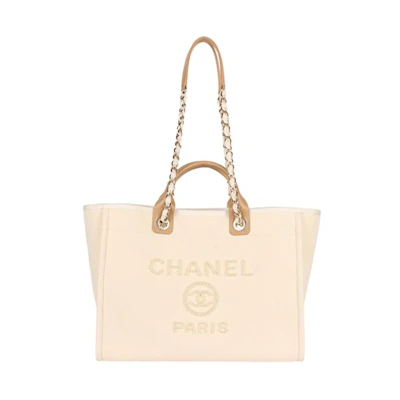 Chanel Deauville Pearl Tote Beige