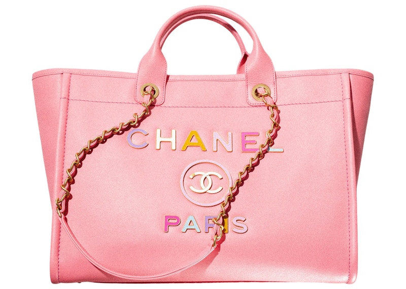 Chanel Deauville Shopping Bag Large 22S Calfskin Coral Pink