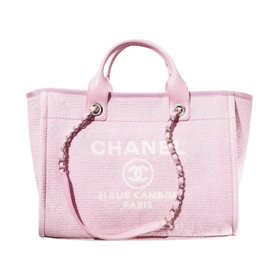 Chanel Deauville Shopping Bag Small 22S Mixed Fibers Pink