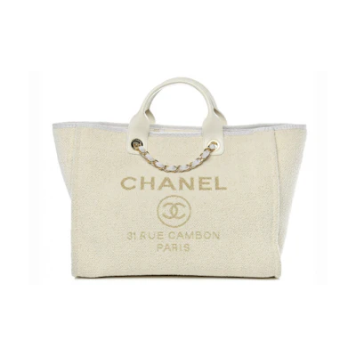 Chanel Deauville Tote Boucle Large White