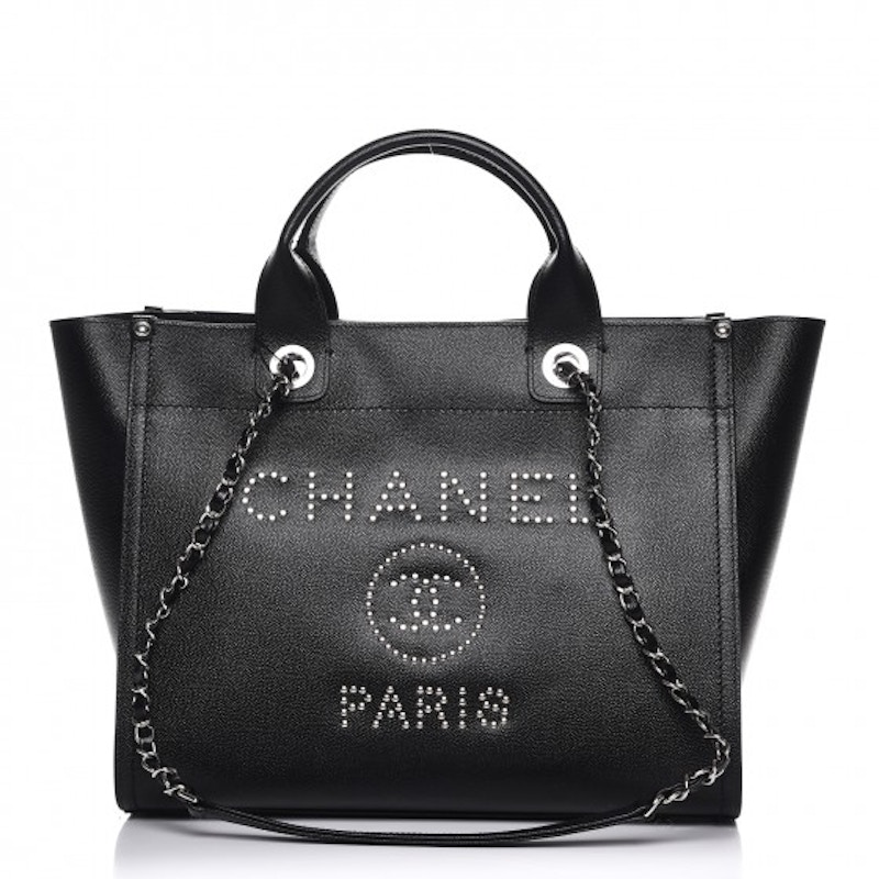 Chanel Deauville Tote Studded Small Black