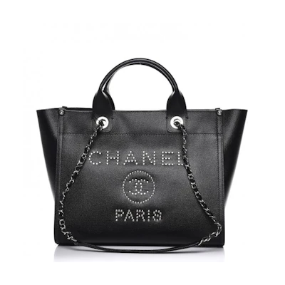 Chanel Deauville Tote Studded Small Black