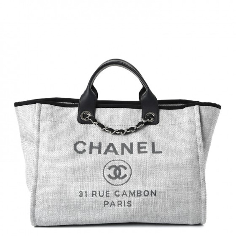 Chanel Deauville Tote Woven Large Grey/Black