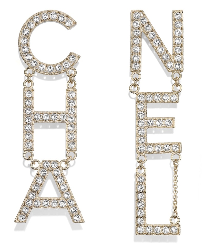 Chanel Diamantes Letter Earrings Gold/Crystal
