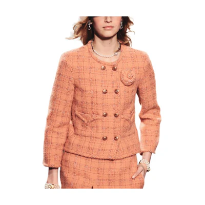 CHANEL Double-Breasted Casual Jacket Orange Unisex P77694-V69441-NY809