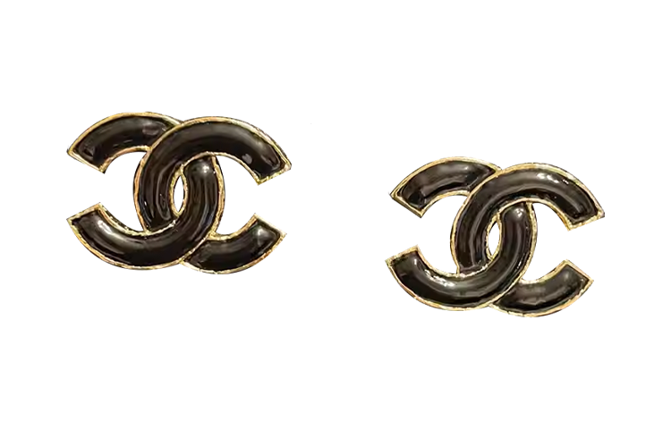 CHANEL Double C 23K Black Enamel Irregular Earrings Unisex Couple Design. ABC250-B14730-NS732 圖 2