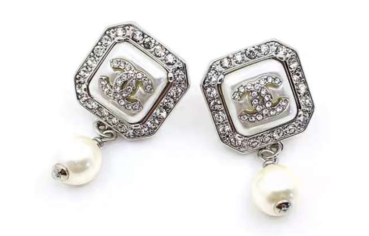 CHANEL Double C Earrings Silver AB7703B07453NG607