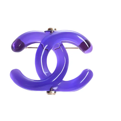 CHANEL Double C Logo Acrylic Brooch Purple Unisex Couple Edition. AB9033B08626NJ191