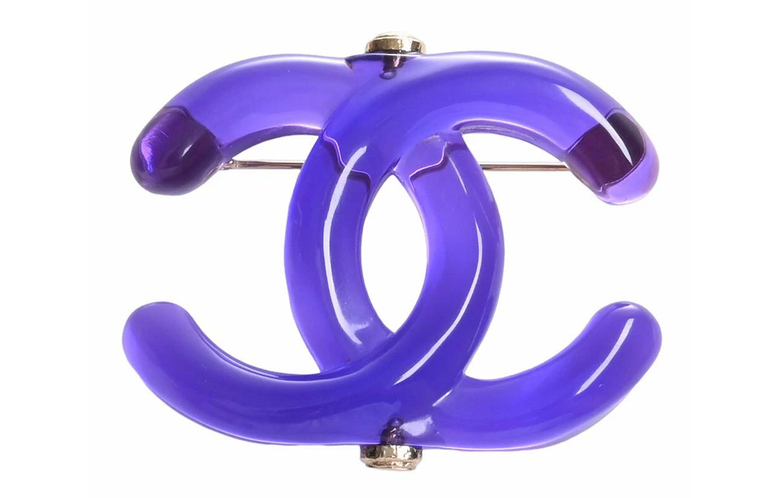 CHANEL Double C Logo Acrylic Brooch Purple Unisex Couple Edition. AB9033B08626NJ191 圖 2