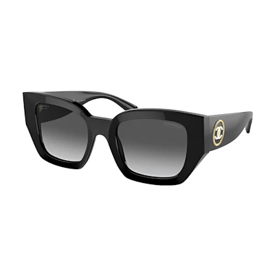 CHANEL Double C Logo Butterfly Sunglasses Unisex Black CH5506-C622S8