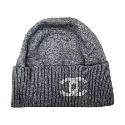 CHANEL Double C Logo Gray Cashmere Beanie Unisex Couple Style. AA9335-B13720-NQ468
