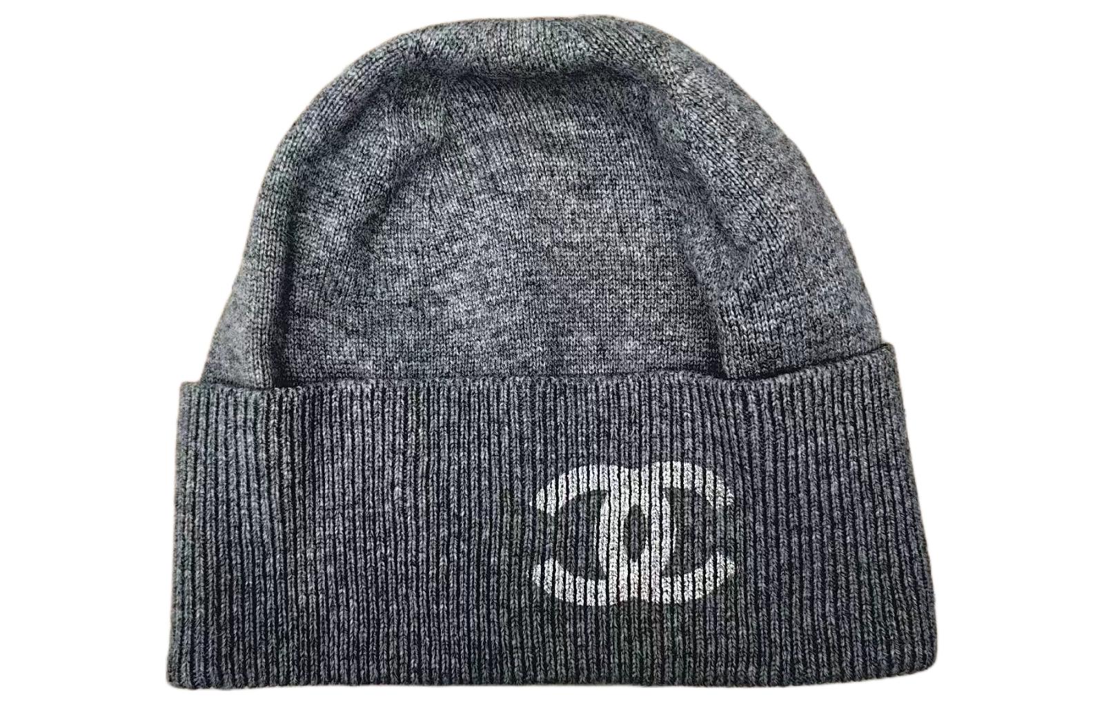 Order CHANEL Topi Beanie Cashmere Abu-abu Logo Double C Unisex Gaya Pasangan. AA9335-B13720-NQ468