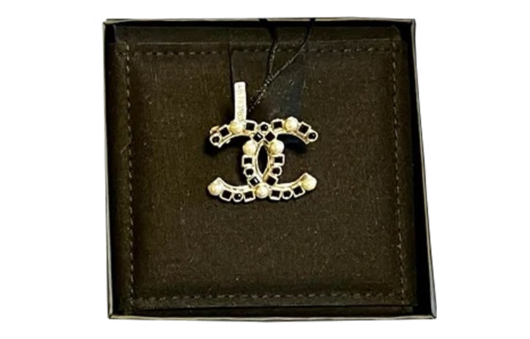 CHANEL Double C Logo Metal Brooch Black AB7831-B07668-NG856 圖 2