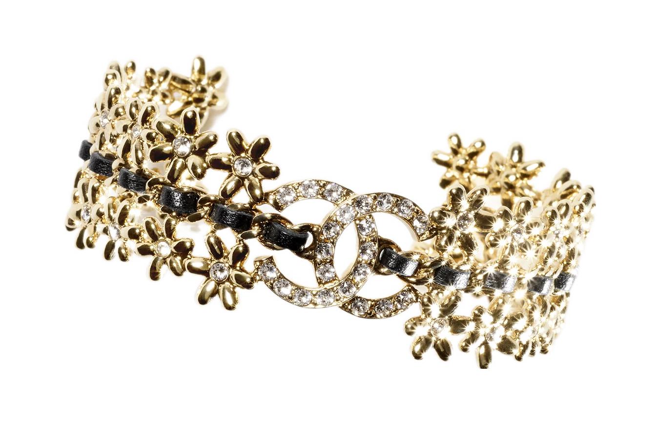 Order CHANEL 雙C logo 金屬小羊皮水鑽手鍊 男女通用 金色款. ABB332-B13558-NQ115