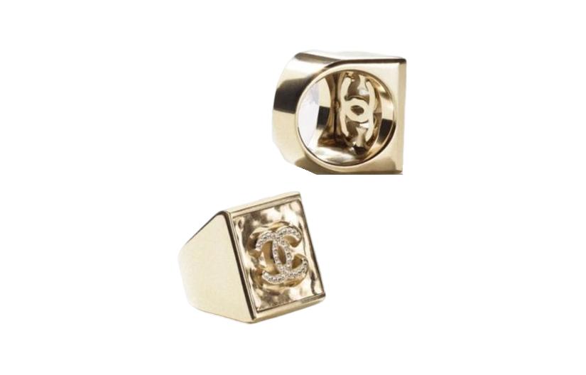 CHANEL Double C Logo Metal Ring Unisex Couple Design. AB8444 B07718 NG997