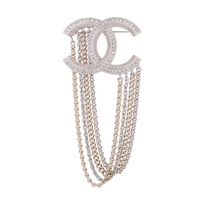 CHANEL Double C Logo Tassel Metal Brooch Unisex AB6899B06545NF074