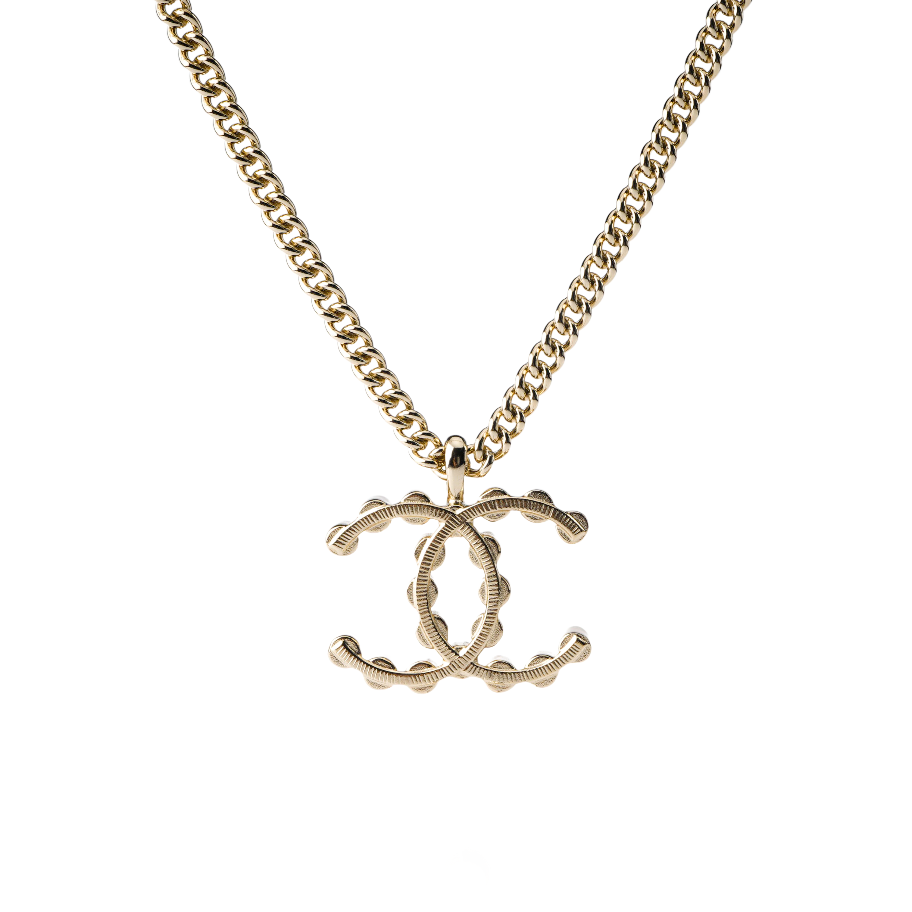 CHANEL Double C Pendant Necklace Unisex Couple Style - Gold Metal Design. ABA439B10548NN157 圖 4