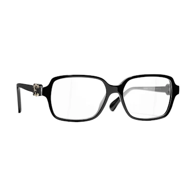 CHANEL Double C Rhinestone Black Gold Optical Glasses Frame - Asia Edition CH3419A-C622