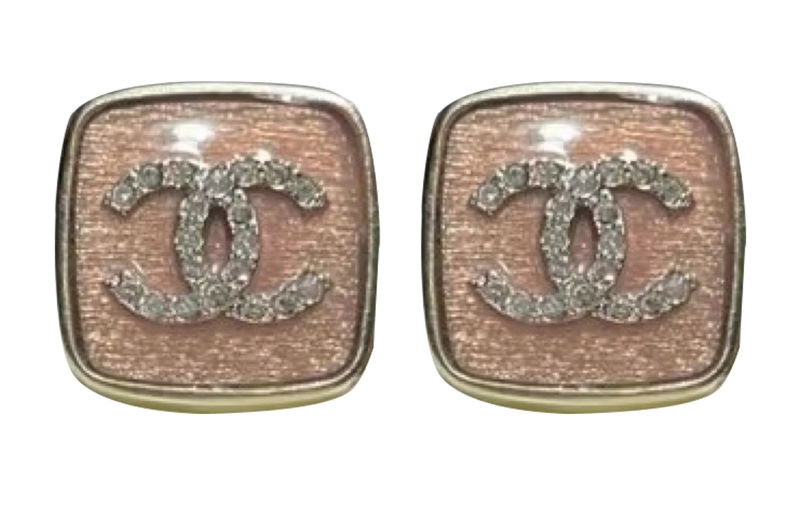 CHANEL Double C Square Earrings Pink AB6320-B05764-NC559