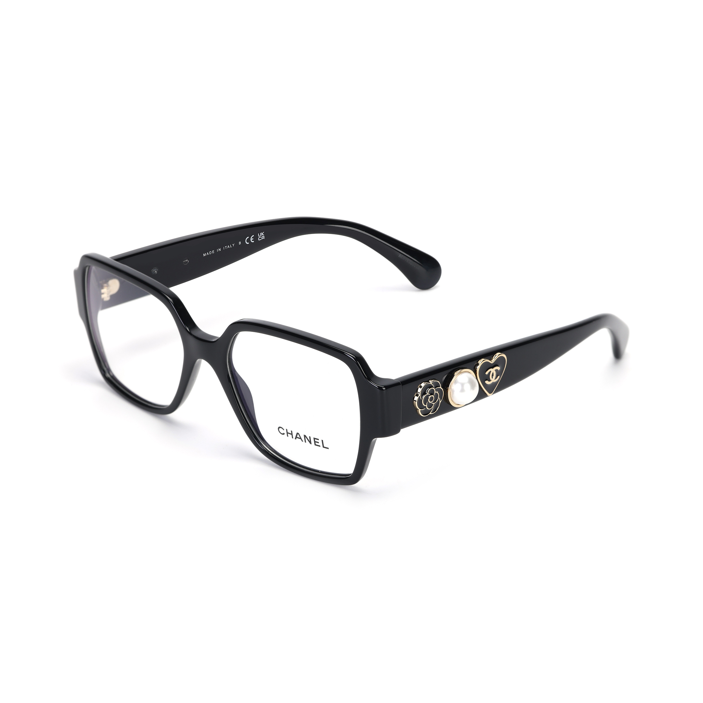 CHANEL Double C Square Optical Glasses Black Unisex Trendy Frame CH3438-C622