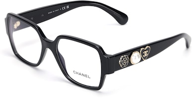 CHANEL Double C Square Optical Glasses Black Unisex Trendy Frame CH3438-C622 CHANEL Double C Square Optical Glasses Black Unisex Trendy Frame CH3438-C622