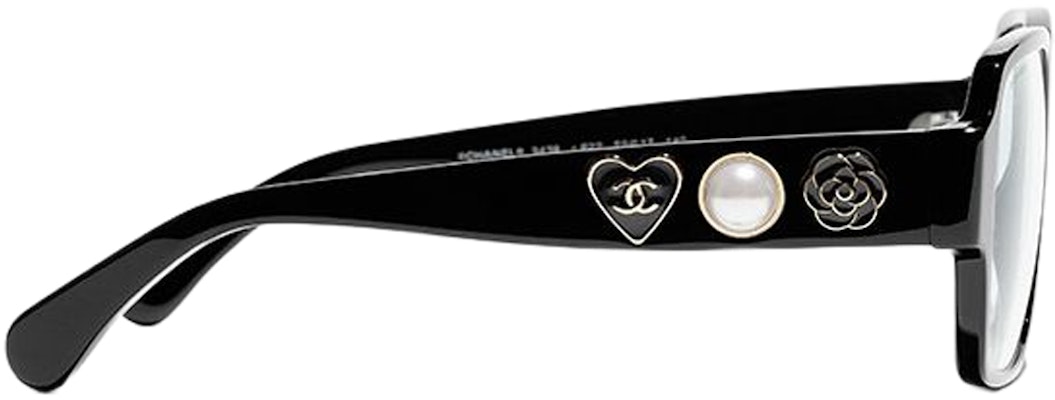 CHANEL 雙C方框光學眼鏡 黑色 男女通用 時尚鏡框 CH3438-C622 Shop CHANEL 雙C方框光學眼鏡 黑色 男女通用 時尚鏡框 CH3438-C622