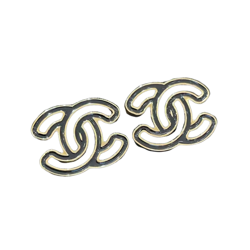 Chanel Double C Vintage Resin Metal Earrings Gold Unisex Couple Style ABD873-B17093-NZ316