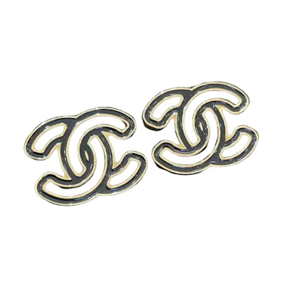 Chanel Double C Vintage Resin Metal Earrings Gold Unisex Couple Style ABD873-B17093-NZ316