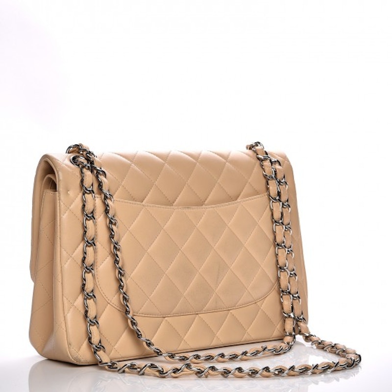 Chanel Double Flap Diamond Quilted Jumbo Beige 圖 2