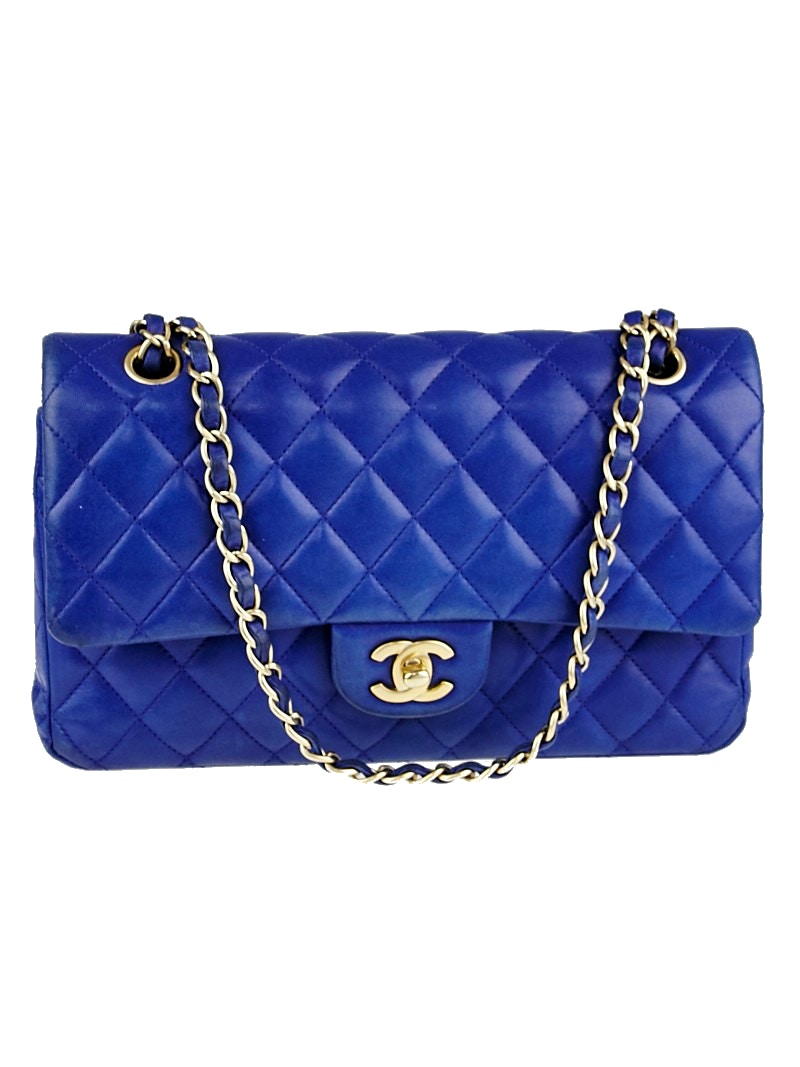 Chanel Double Flap Diamond Quilted Medium Blue