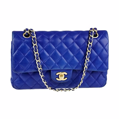 Chanel Double Flap Diamond Quilted Medium Blue
