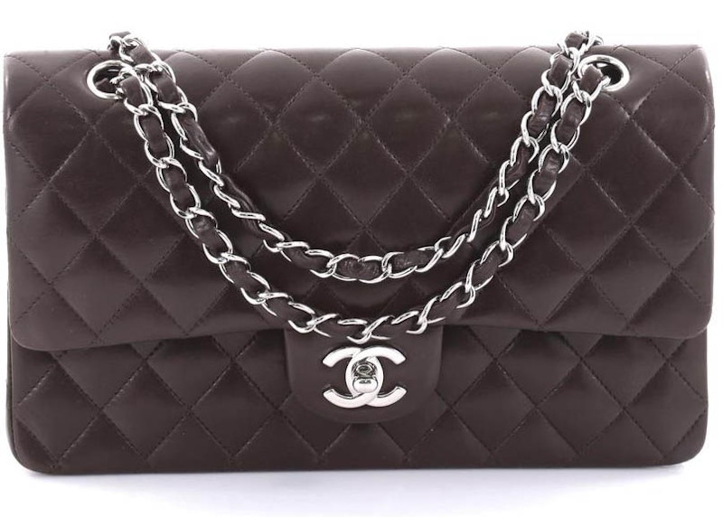 Chanel Double Flap Diamond Quilted Medium Dark Brown