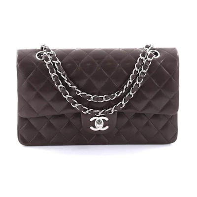 Chanel Double Flap Diamond Quilted Medium Dark Brown