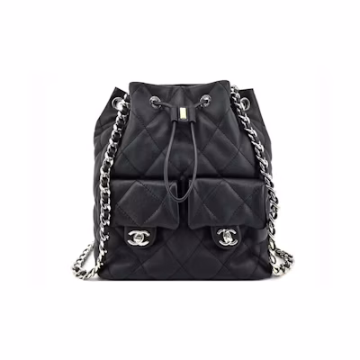 Chanel Drawstring Two Pocket Backpack Black (AS4342)