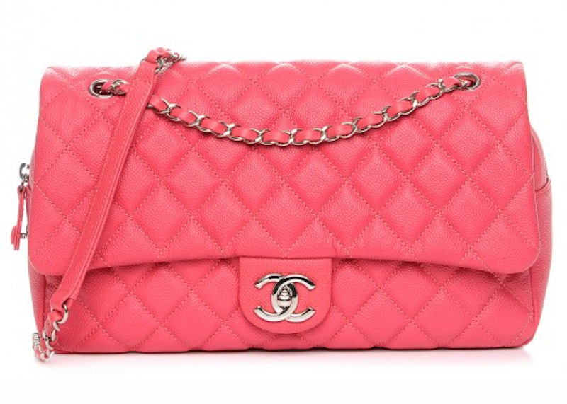Chanel Easy Flap Quilted Diamond Jumbo Coral Pink