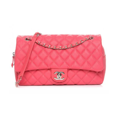 Chanel Easy Flap Quilted Diamond Jumbo Coral Pink