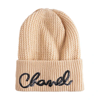 CHANEL Embroidered Yellow Cashmere Knitted Fashion Beanie Unisex AA8313B08454NI837