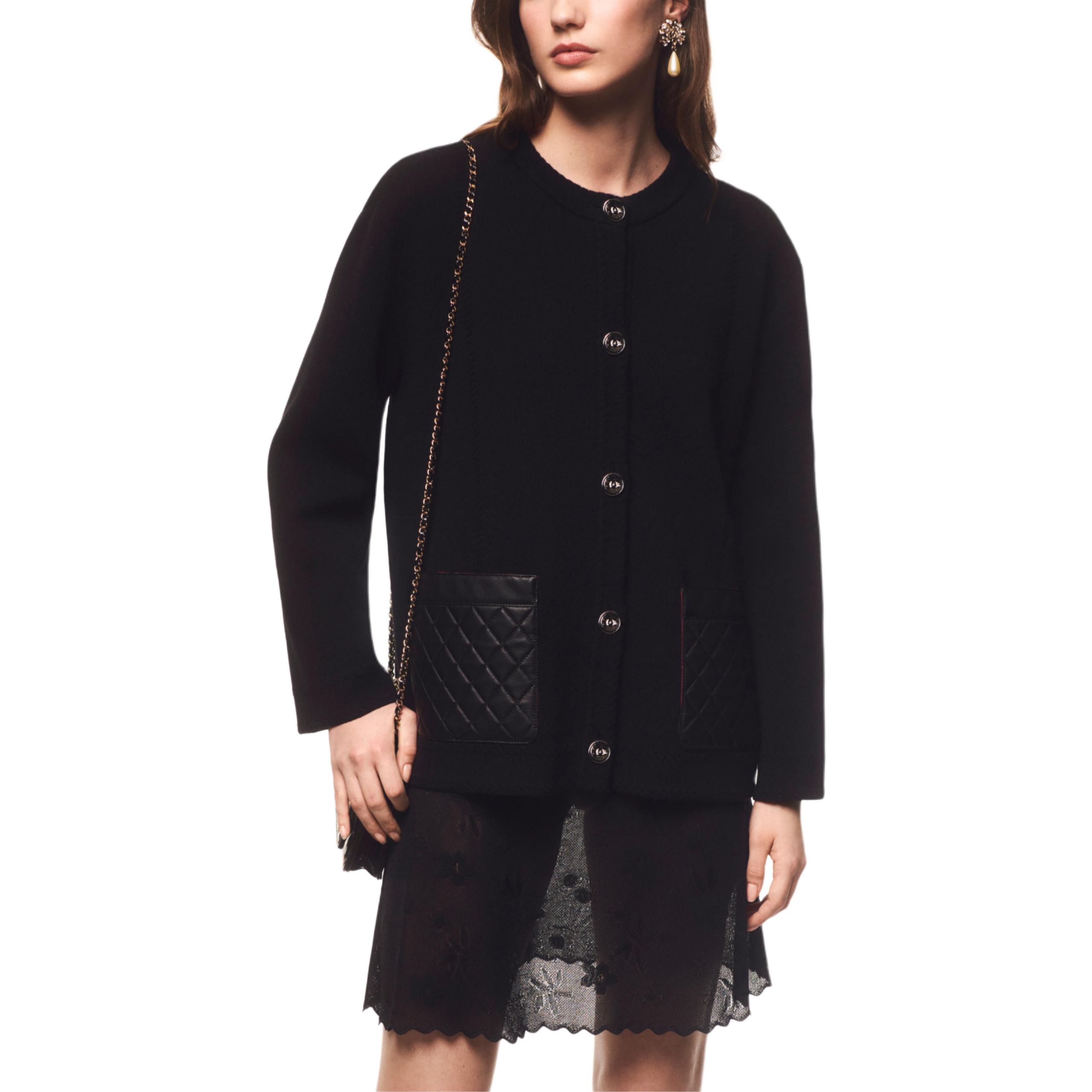 CHANEL Fall Winter 2024  Black Leather Single-Breasted Jacket P77874-K11239-94305